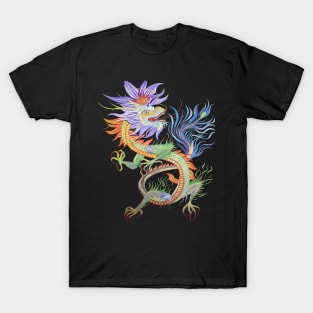 Bright and Vivid Chinese Fire Dragon Cut Out T-Shirt